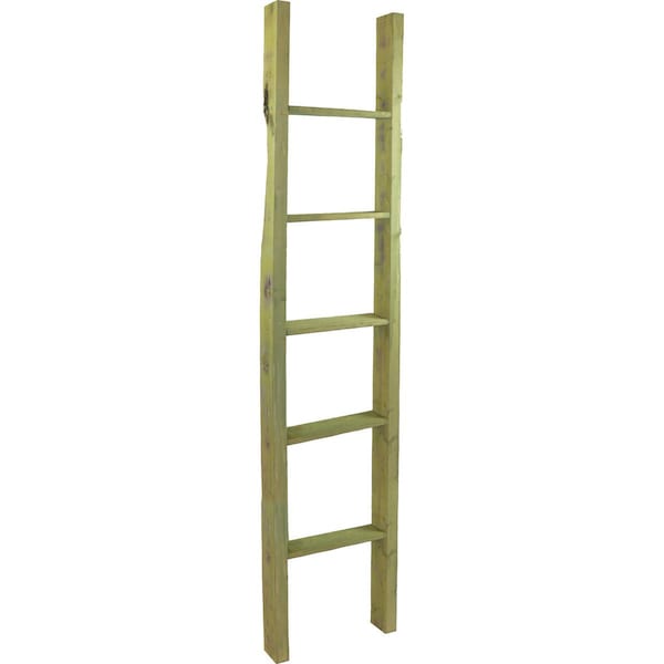 Ekena Millwork 15"W x 72"H x 3 1/2"D Vintage Farmhouse 5 Rung Ladder, Barnwood Decor Collection, Restoration Green DECR015X072X04LDRGR - main